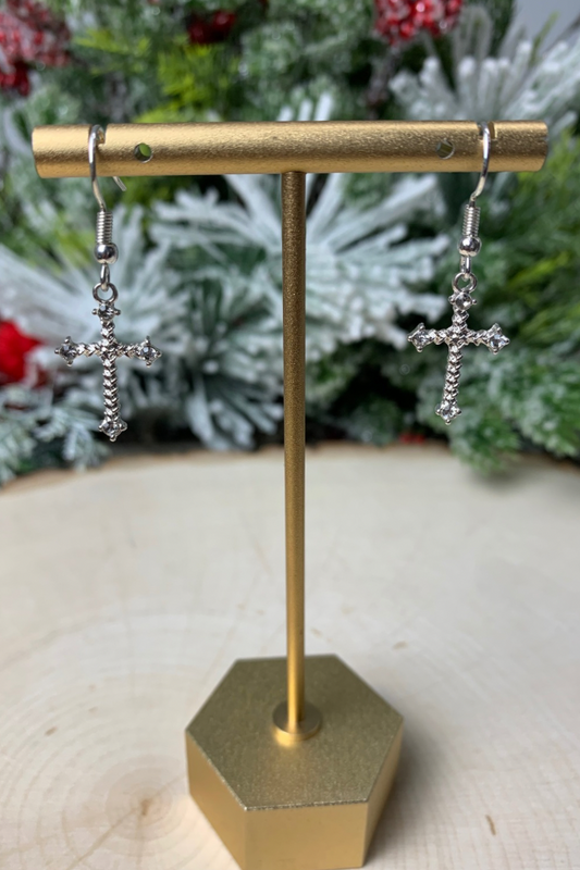 Crystal Cross Dangle Earrings