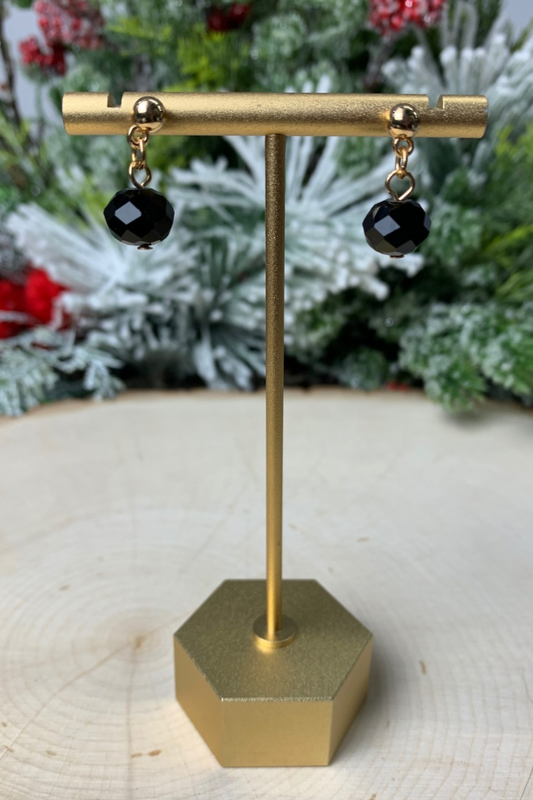 Black Crystal Dangle Earrings