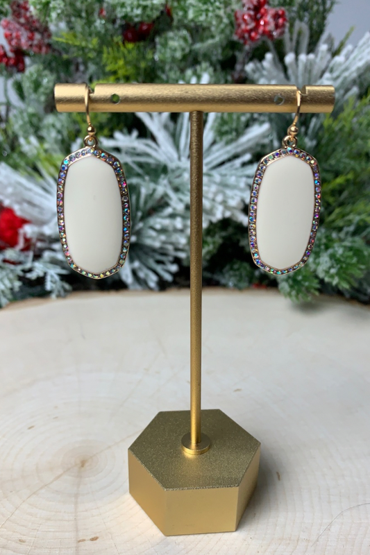 Ivory Oval Drop Earrings