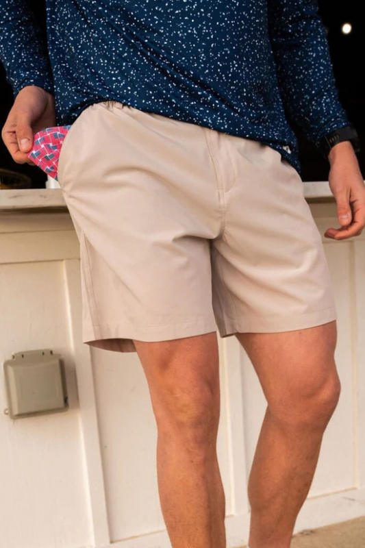 Light Khaki Everyday Shorts - American Flag Pocket