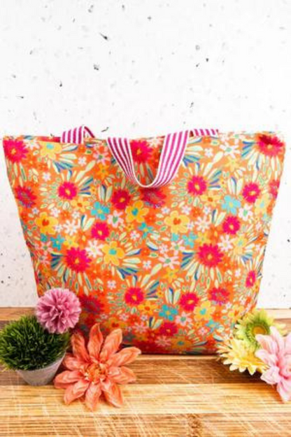 Orange Flower Blast Tote Bag