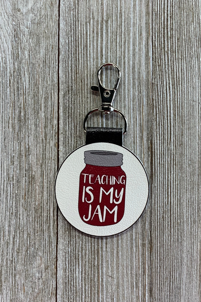 Teaching Is My Jam Leather Keychain