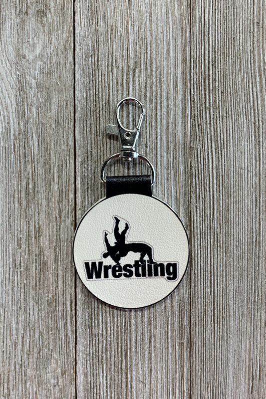 Wrestling Leather Keychain