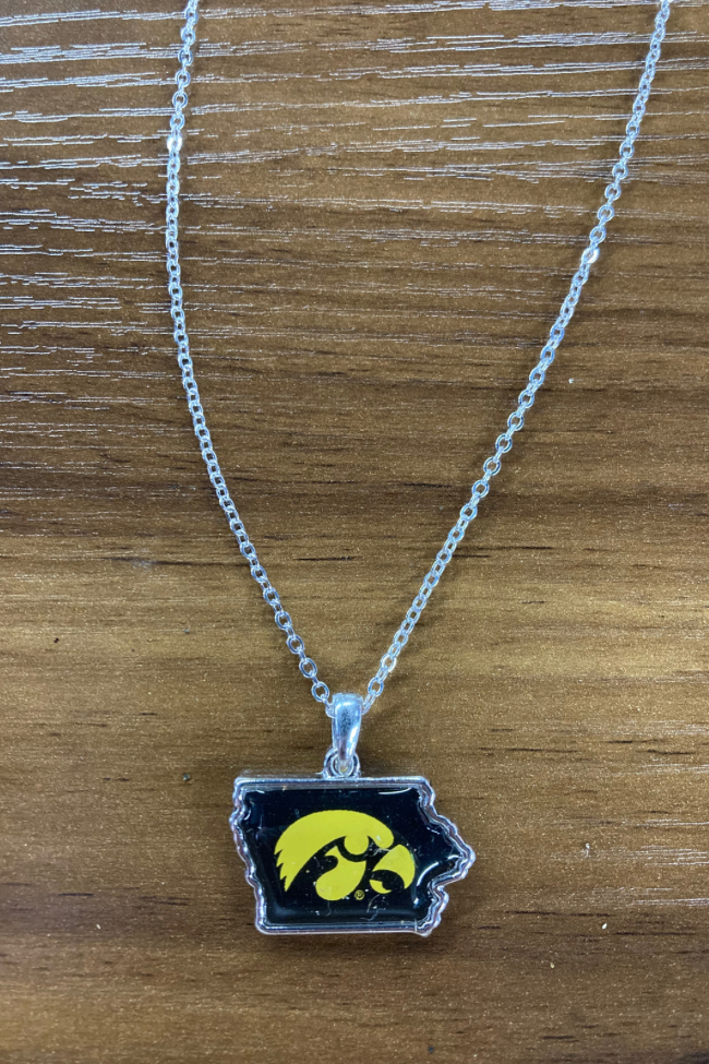 Iowa Hawkeyes State Necklace