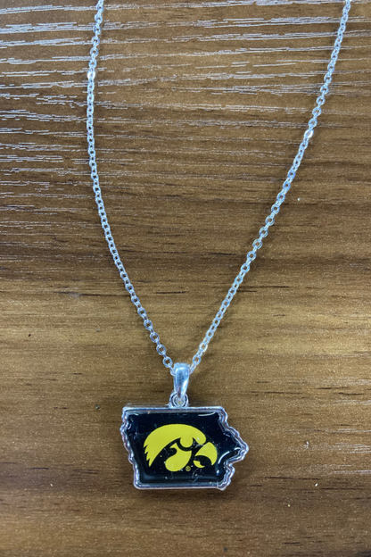 Iowa Hawkeyes State Necklace