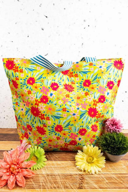 Lime Flower Blast Tote Bag