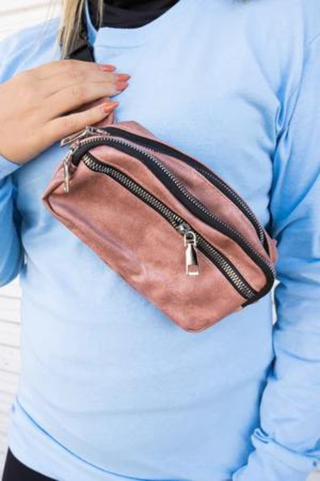 Pink Faux Leather Fanny Pack